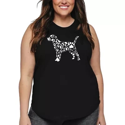 Women's Plus Word Art Tank Top - Dog Paw Prints