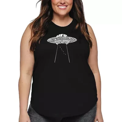 Women's Plus Word Art Tank Top - Flying Saucer UFO