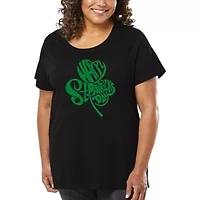 Women's Plus Word Art T-shirt - St. Patrick's Day Shamrock