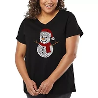 Christmas Snowman - Women's Plus Word Art V-Neck