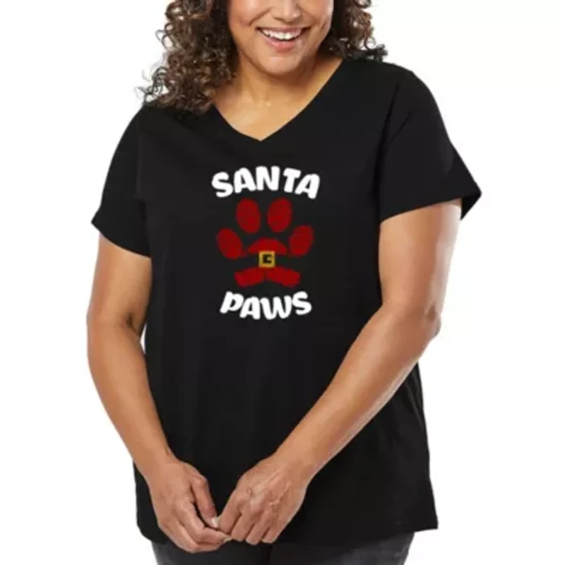 Santa Paws - Women's Plus Word Art V-Neck