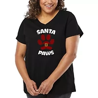 Santa Paws - Women's Plus Word Art V-Neck