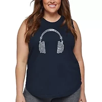 Women's Plus Word Art Tank Top - 63 DIFFERENT GENRES OF MUSIC
