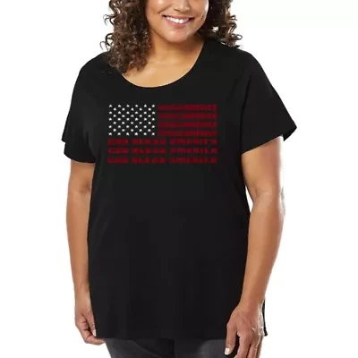 Women's Plus Word Art T-shirt - God Bless America
