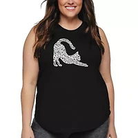 Stretching Cat - Women's Plus Word Art Tank Top