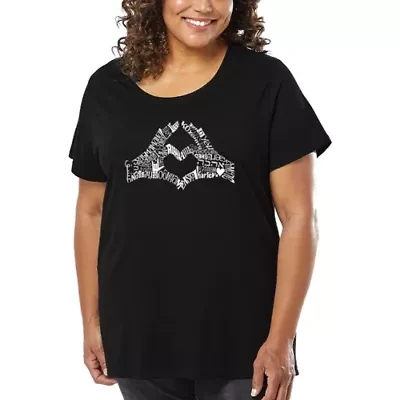 Women's Plus Word Art T-shirt - Finger Heart