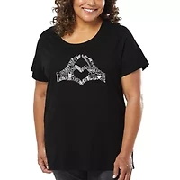 Women's Plus Word Art T-shirt - Finger Heart