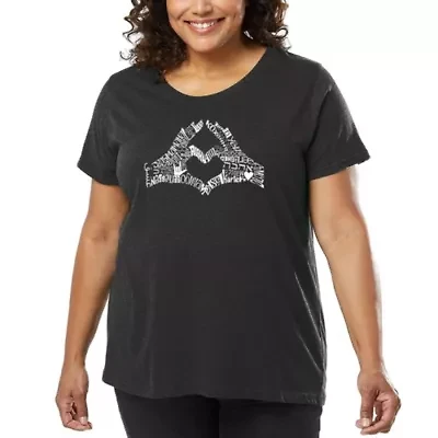 Women's Plus Word Art T-shirt - Finger Heart