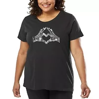 Women's Plus Word Art T-shirt - Finger Heart