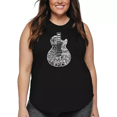 Women's Plus Word Art Tank Top - Rock Guitar Head