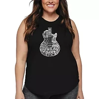 Women's Plus Word Art Tank Top - Rock Guitar Head