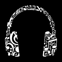 Women's Plus Word Art V-Neck - Music Note Headphones