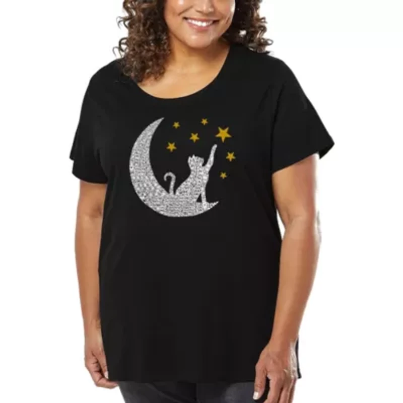 Cat Moon - Women's Plus Word Art T-Shirt