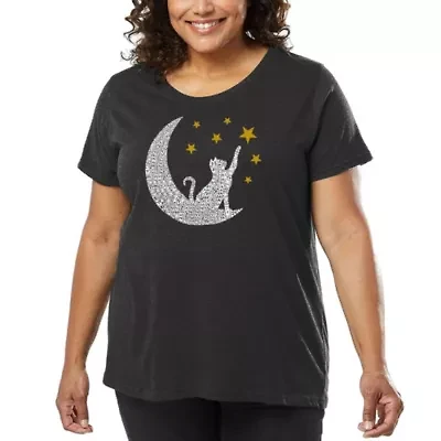 Cat Moon - Women's Plus Word Art T-Shirt
