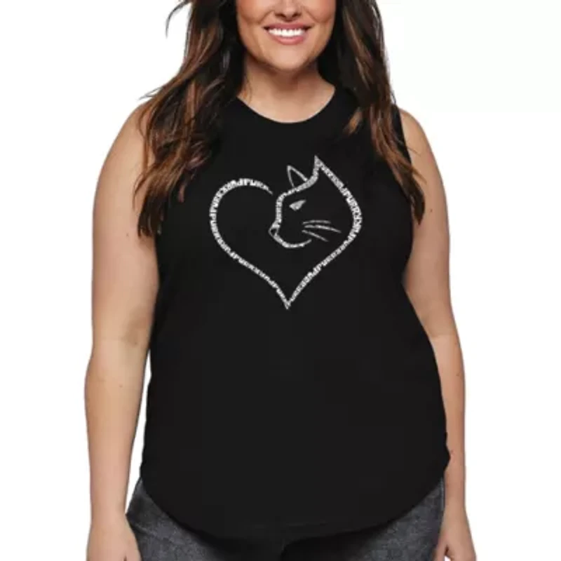 Cat Heart - Women's Plus Word Art Tank Top