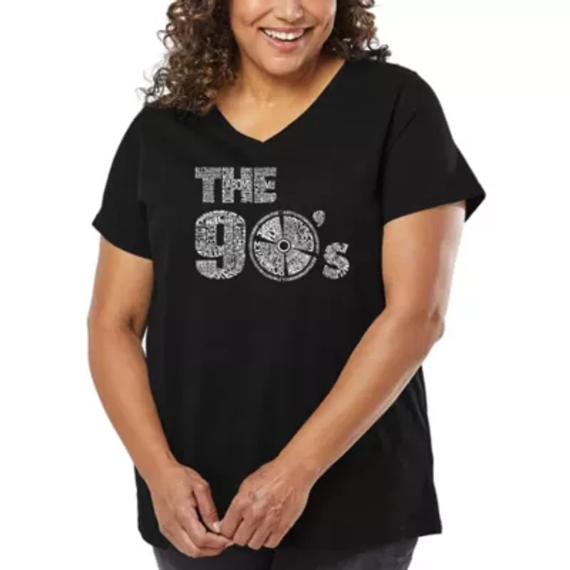 Women's Plus Word Art V-Neck - 90S