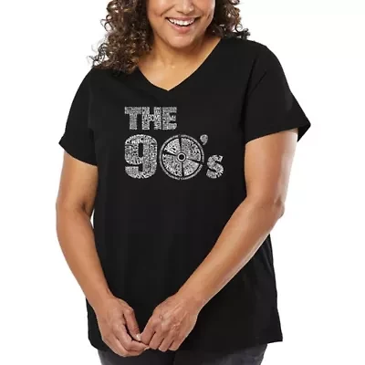 Women's Plus Word Art V-Neck - 90S