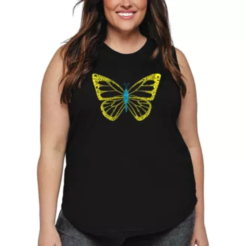 Women's Plus Word Art Tank Top - Butterfly