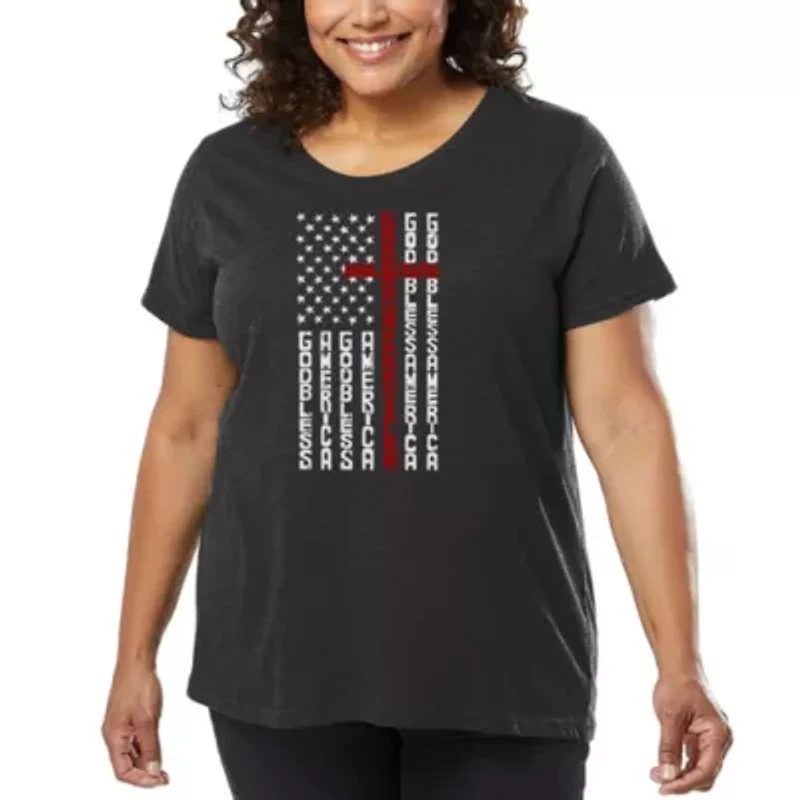 Cross Flag - Women's Plus Word Art T-Shirt