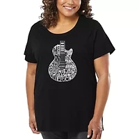 Women's Plus Word Art T-shirt - Rock Guitar Head