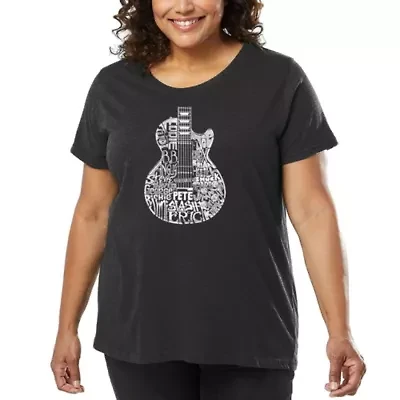 Women's Plus Word Art T-shirt - Rock Guitar Head