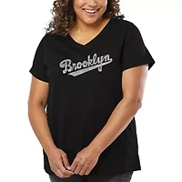 Women's Plus Word Art V-Neck - Brooklyn Neighborhoods