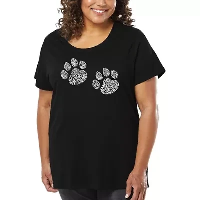 Women's Plus Word Art T-shirt - Meow Cat Prints