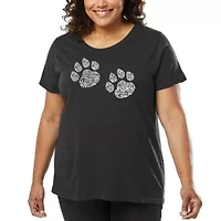 Women's Plus Word Art T-shirt - Meow Cat Prints