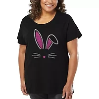Women's Plus Word Art T-shirt - Bunny Ears