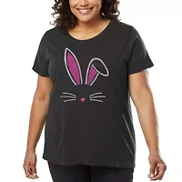 Women's Plus Word Art T-shirt - Bunny Ears