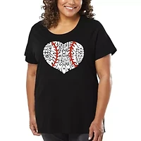 Women's Plus Word Art T-shirt - Baseball Mom