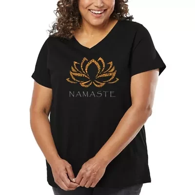 Women's Plus Word Art V-Neck - Namaste