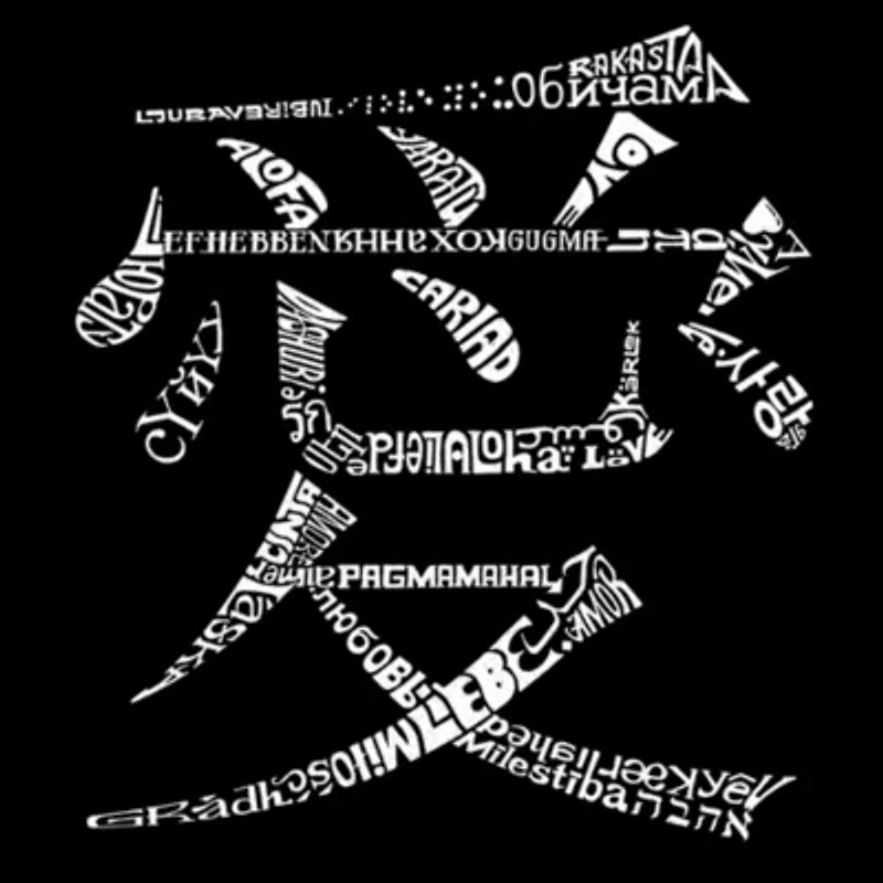 Women's Plus Word Art T-shirt - The Love 44 Languages