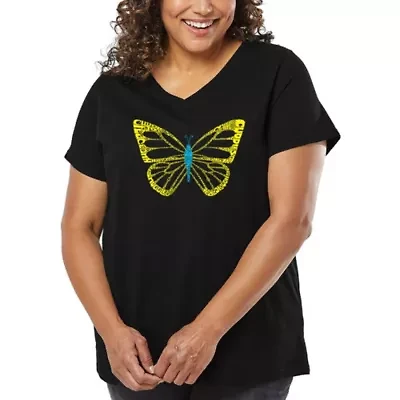 Women's Plus Word Art V-Neck - Butterfly