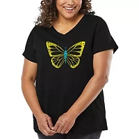 Women's Plus Word Art V-Neck - Butterfly