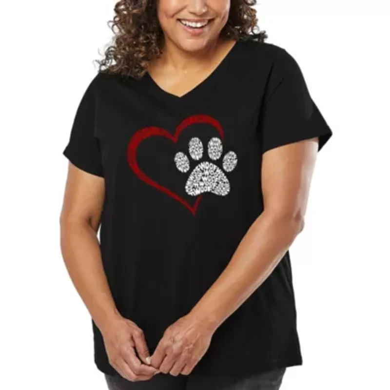 Paw Heart - Women's Plus Word Art V-Neck