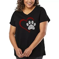 Paw Heart - Women's Plus Word Art V-Neck