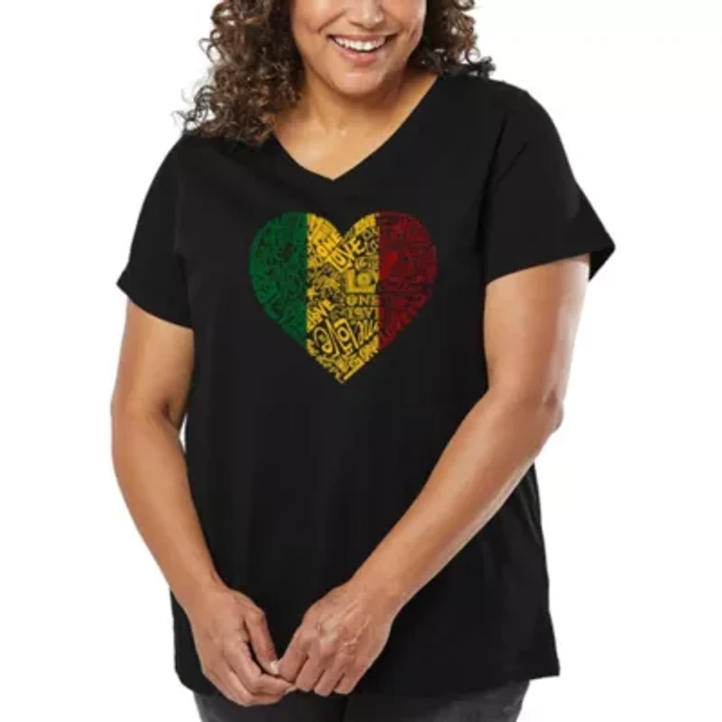 Women's Plus Word Art V-Neck - One Love Heart