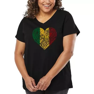 Women's Plus Word Art V-Neck - One Love Heart