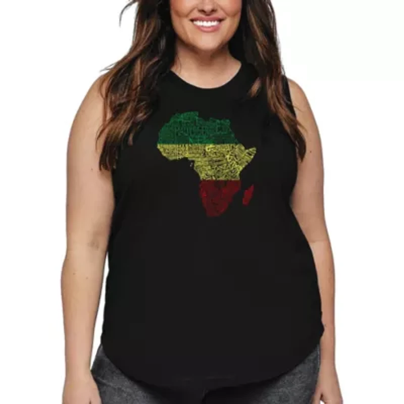 Women's Plus Word Art Tank Top - Countries Africa