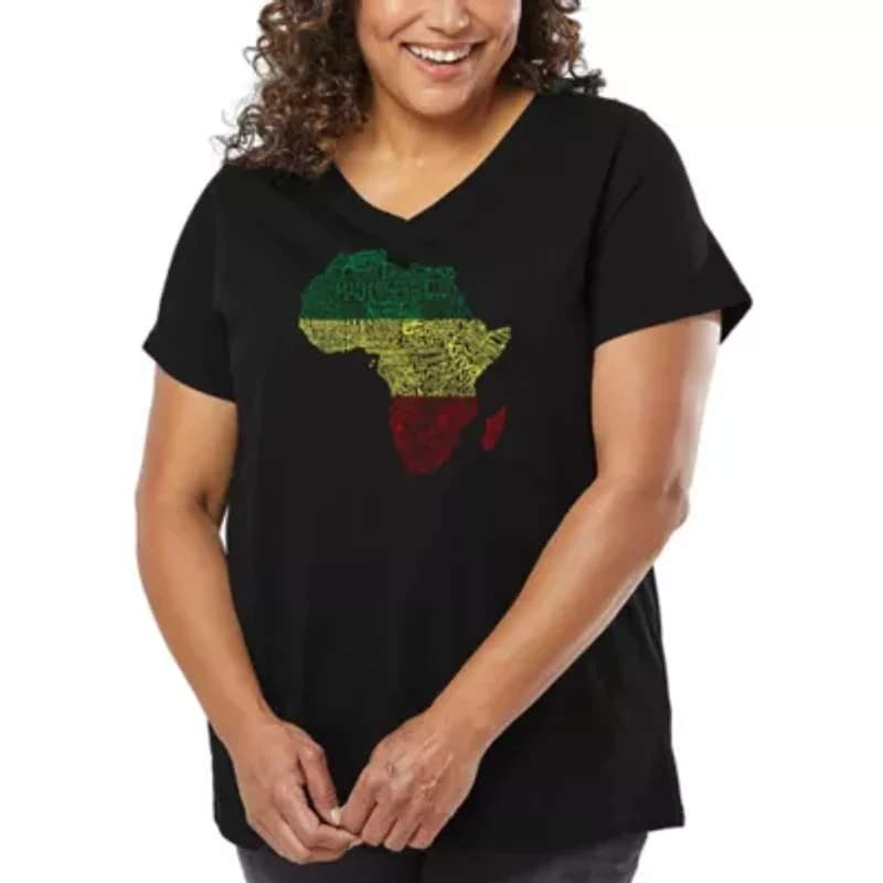 Women's Plus Word Art V-Neck - Countries Africa