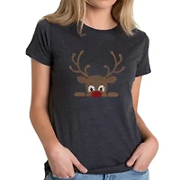 Peeking Reindeer - Women's Premium Blend Word Art T-Shirt