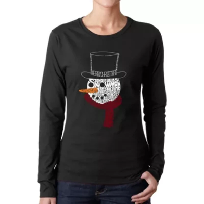 Snowman Face - Women's Word Art Long Sleeve T-Shirt