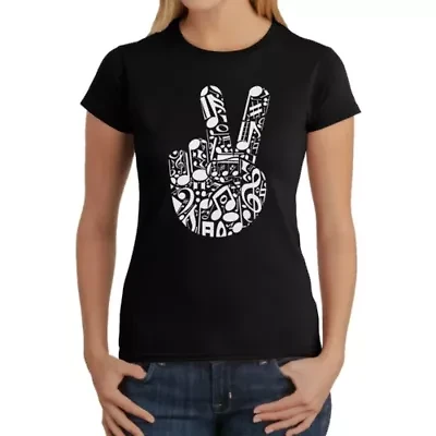 Peace Finger Notes - Women's Word Art T-Shirt
