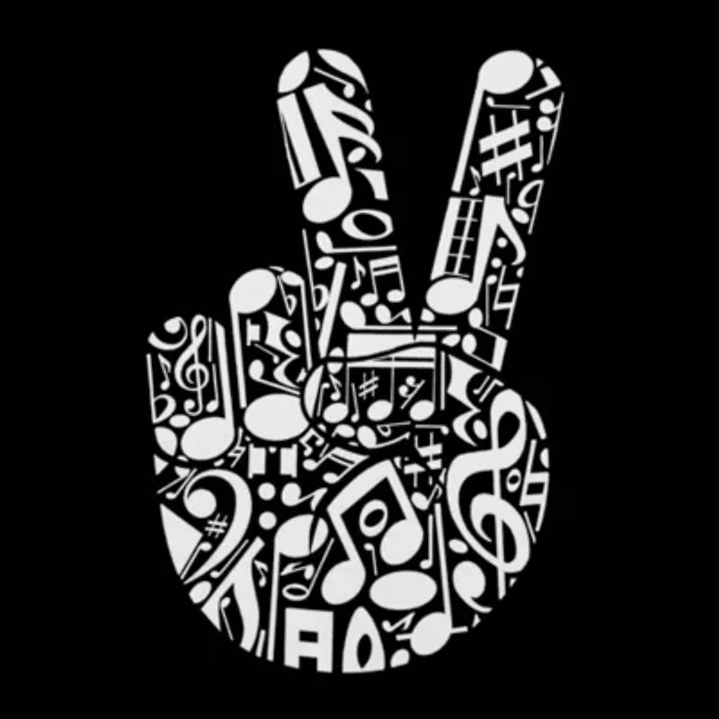 Peace Finger Notes - Women's Word Art Long Sleeve T-Shirt