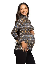 Maternity Mock Neck Long Sleeve Printed Top