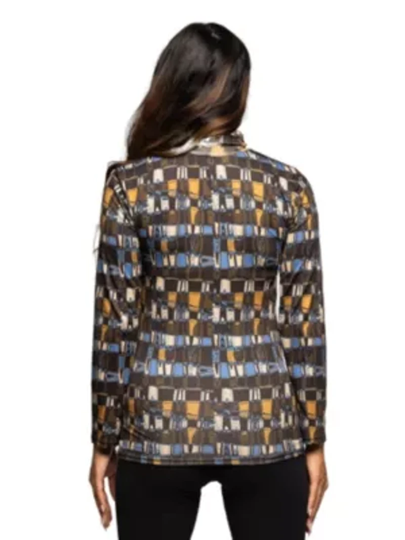 Maternity Mock Neck Long Sleeve Printed Top