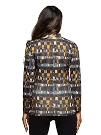 Maternity Mock Neck Long Sleeve Printed Top