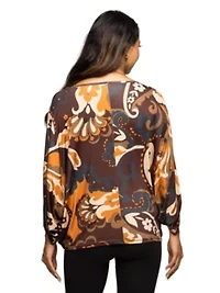 Maternity Brown Paisley Print Dolman Sleeve Top