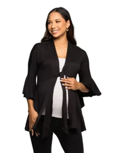 Maternity Tie Front Bell Sleeve Cardigan